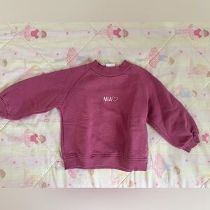 Zara personalized “MIA” Burgundy Sweatshirt 18-24M